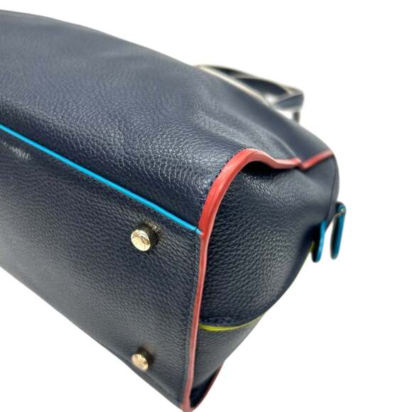 Coach Ace Satchel Handbag/Shoulder Bag in Navy Leather with Neon Yellow and G... - Picture 11 of 16